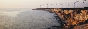windmills on coastline